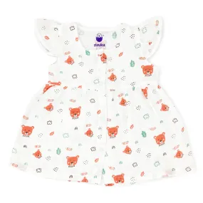 100% Cotton Muslin Frock for Baby Girl -Cap Sleeve -Teddy