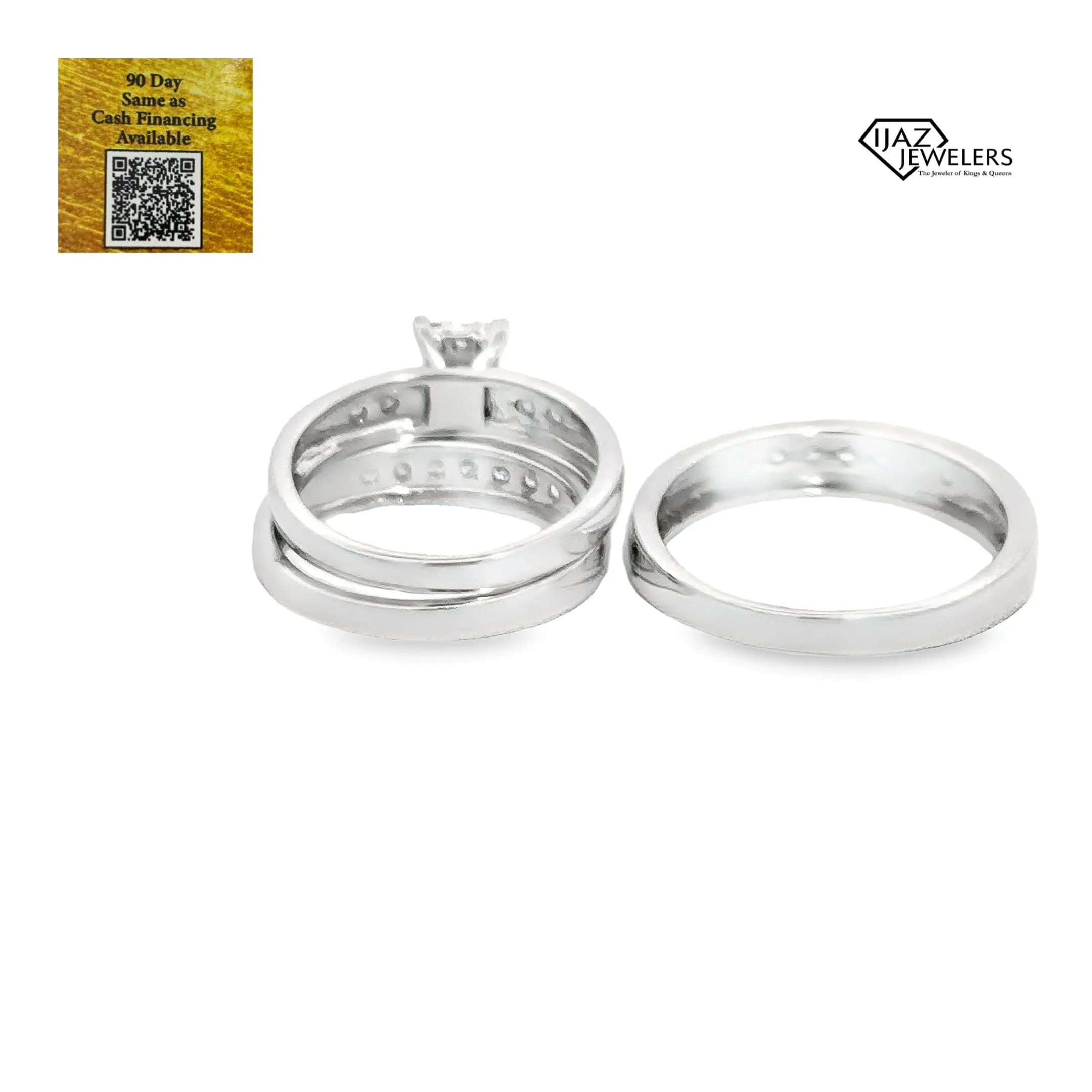 14K White Gold 0.67 CTW Diamond Wedding Trio Set