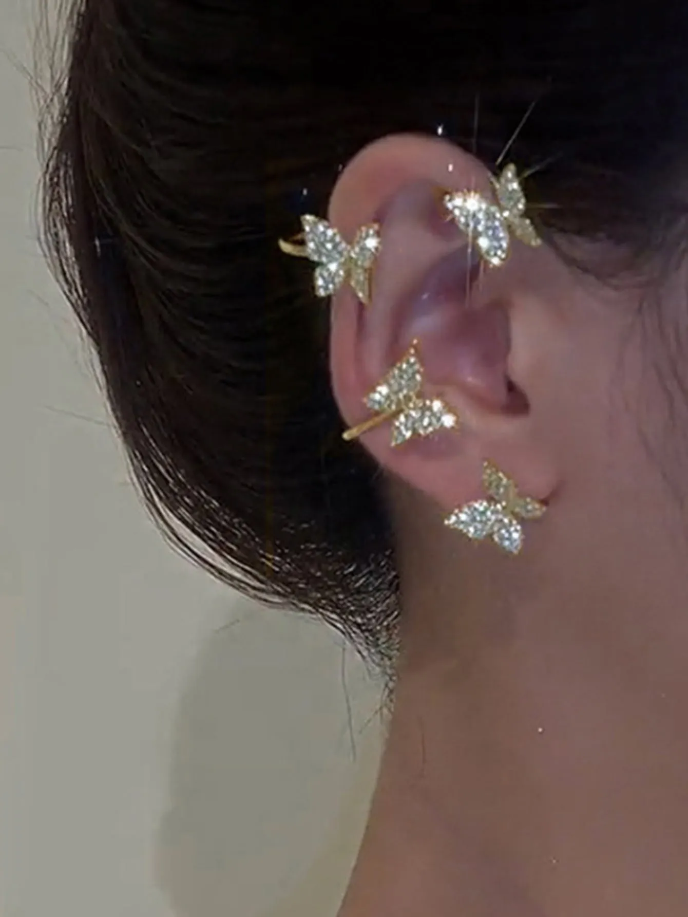 1pc Fashionable Rhinestone Butterfly Decor Ear Wrap For Women For Daily Decoration