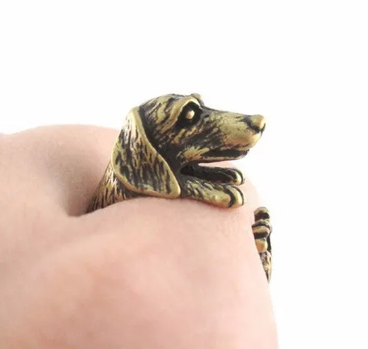 3D Dachshund Dog Wrap Adjustable Ring