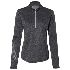 adidas Golf Women's Black Heather/Mid Grey Brushed Terry Heather Quarter-Zip