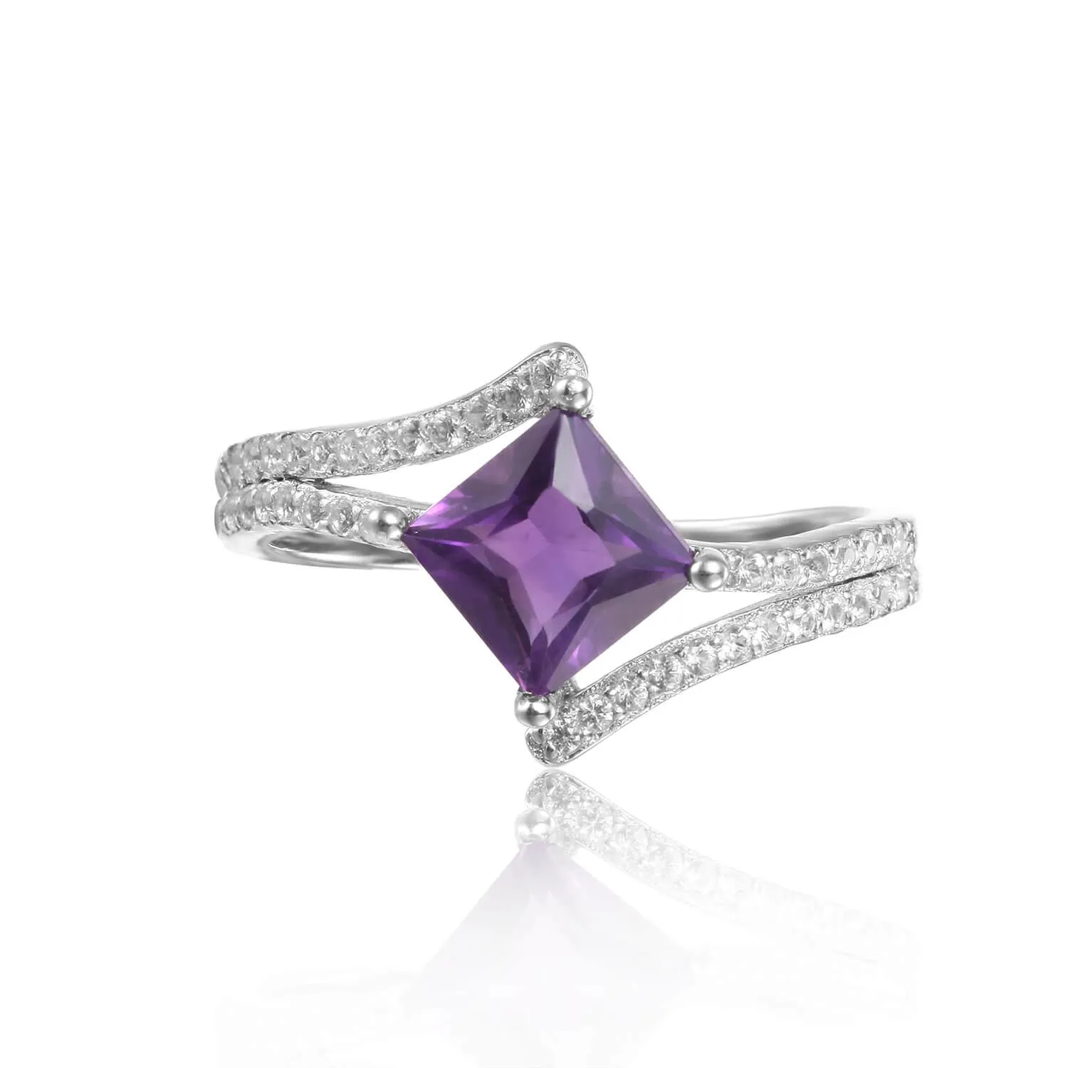 Amethyst Star Solitaire Ring