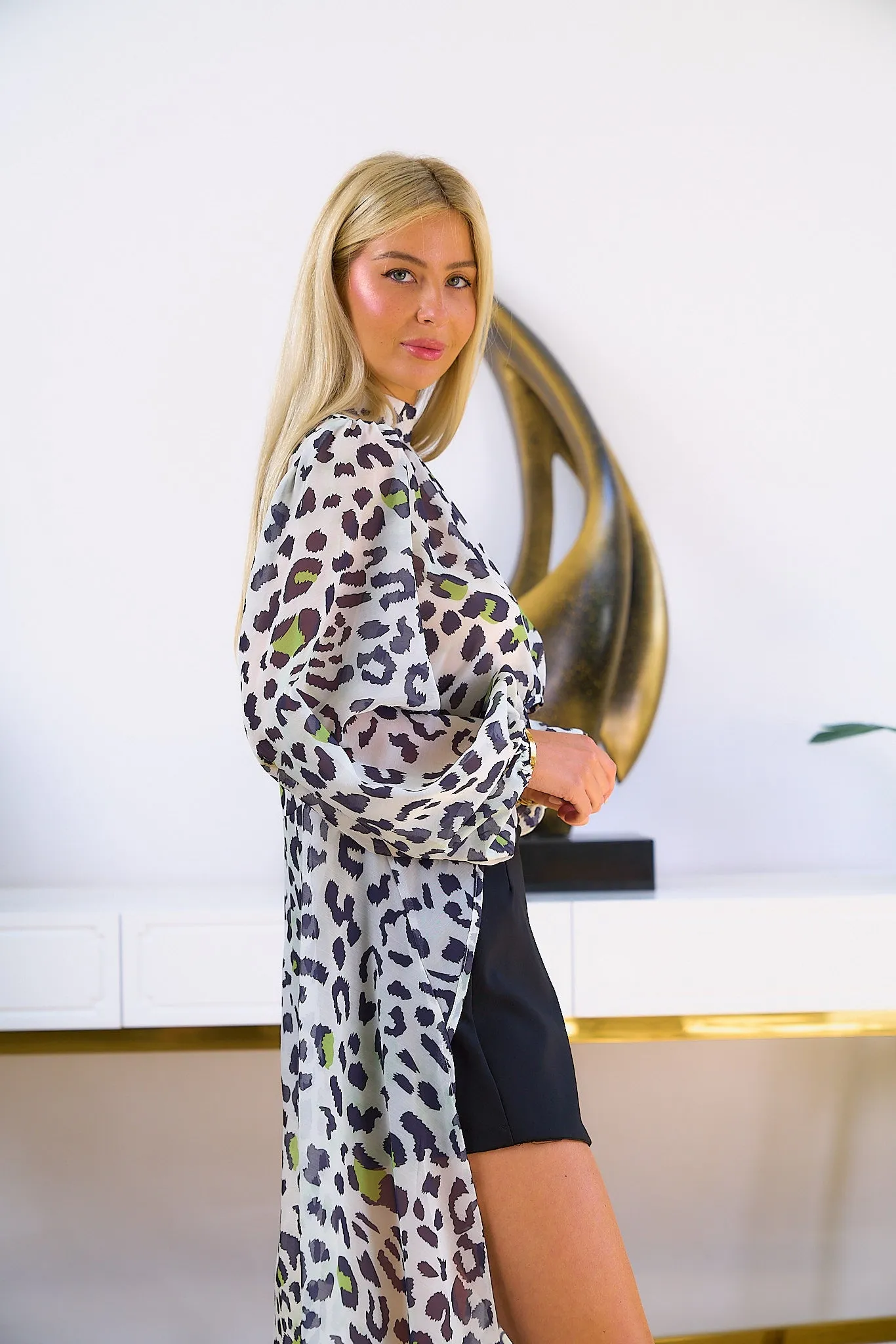 Animal Print High-Low Cape