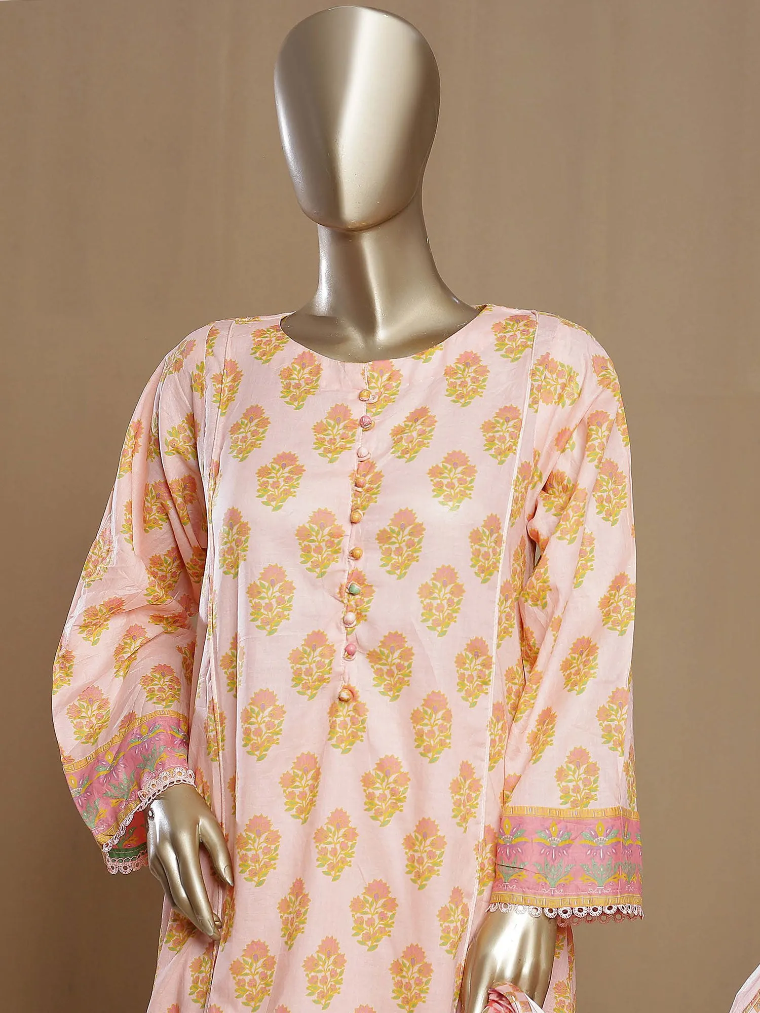 Bin Saeed "Khalidars" Lawn Frock Suit - Pink