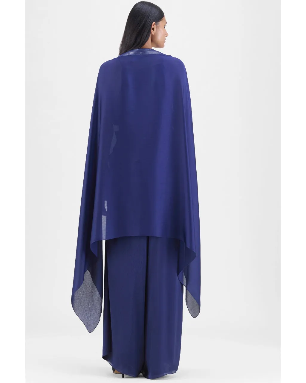 Blue Metallic Structured Cape Set