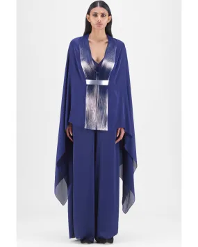 Blue Metallic Structured Cape Set