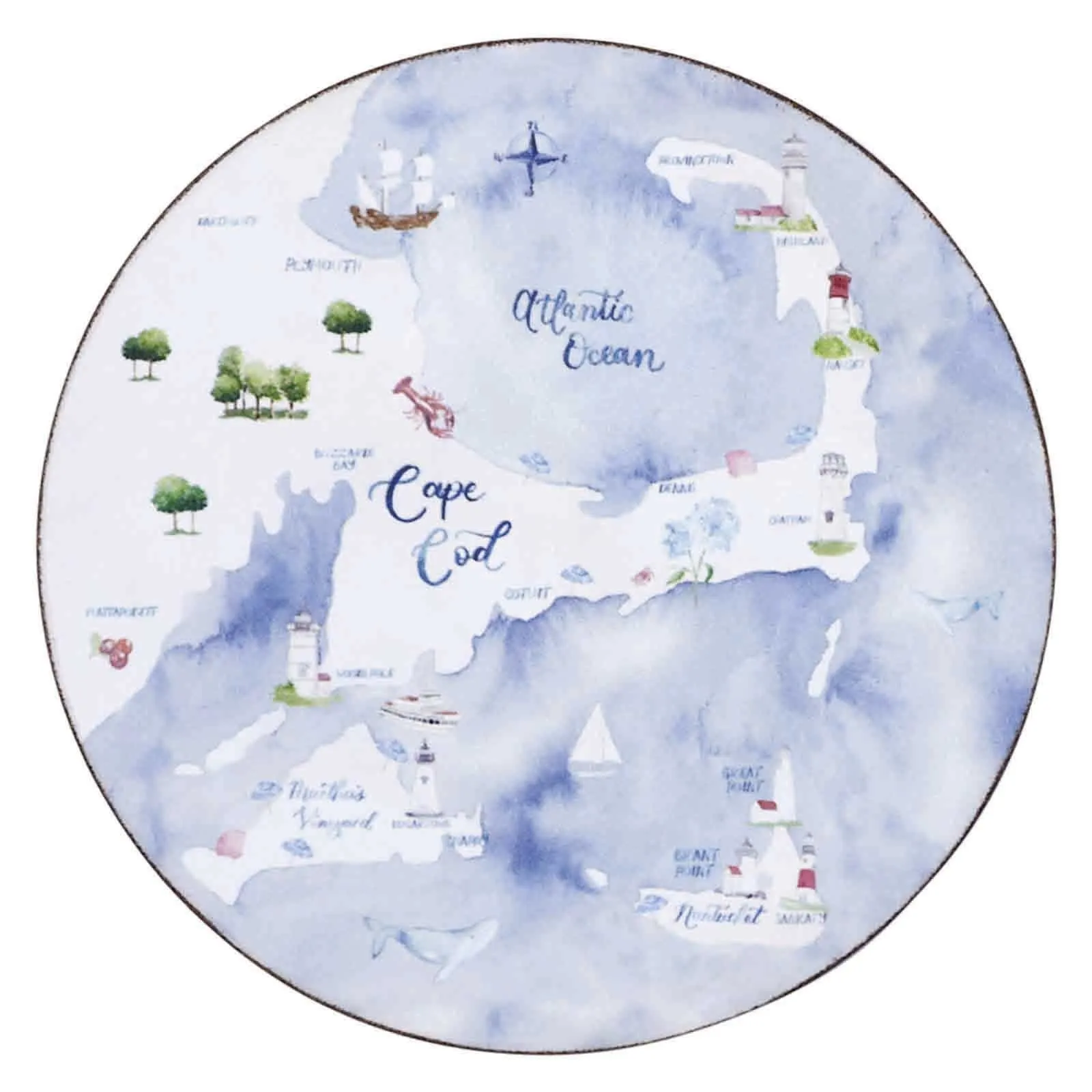 Cape And Islands Round Art Coasters - Set of 4