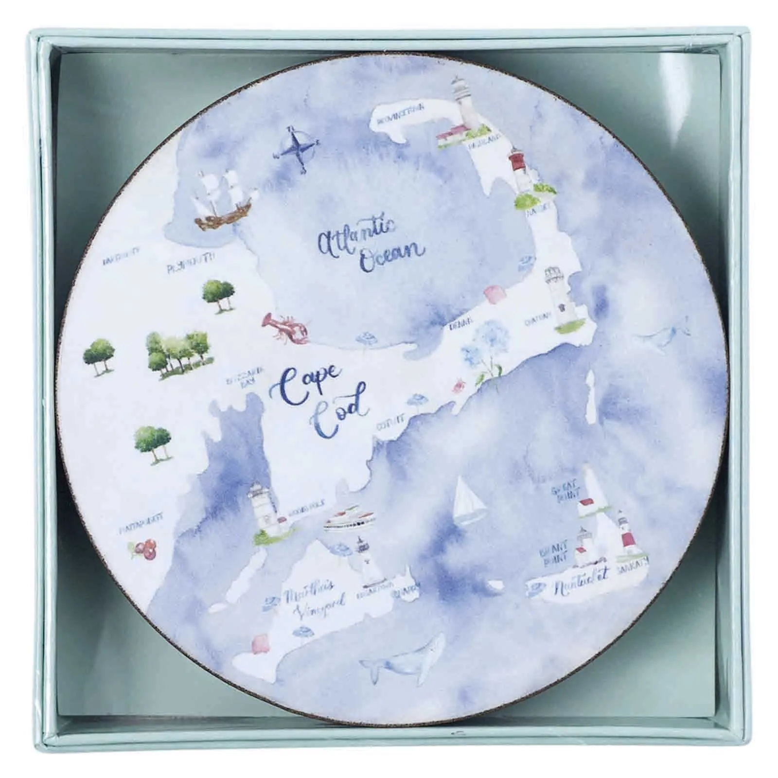 Cape And Islands Round Art Coasters - Set of 4