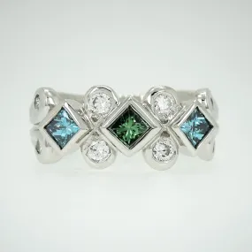 Caribbean Dreams Blue and Green Diamond Lace Ring