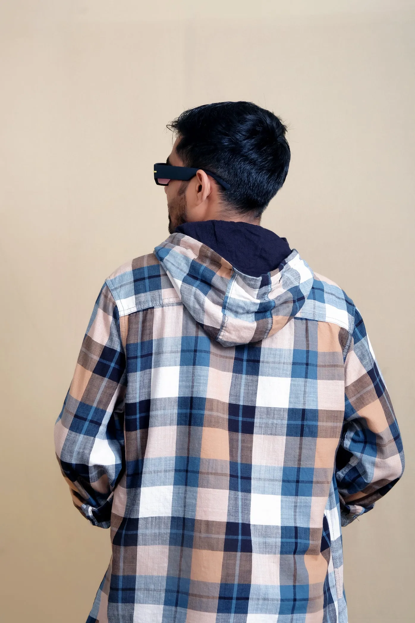 Checked Hooded shirt