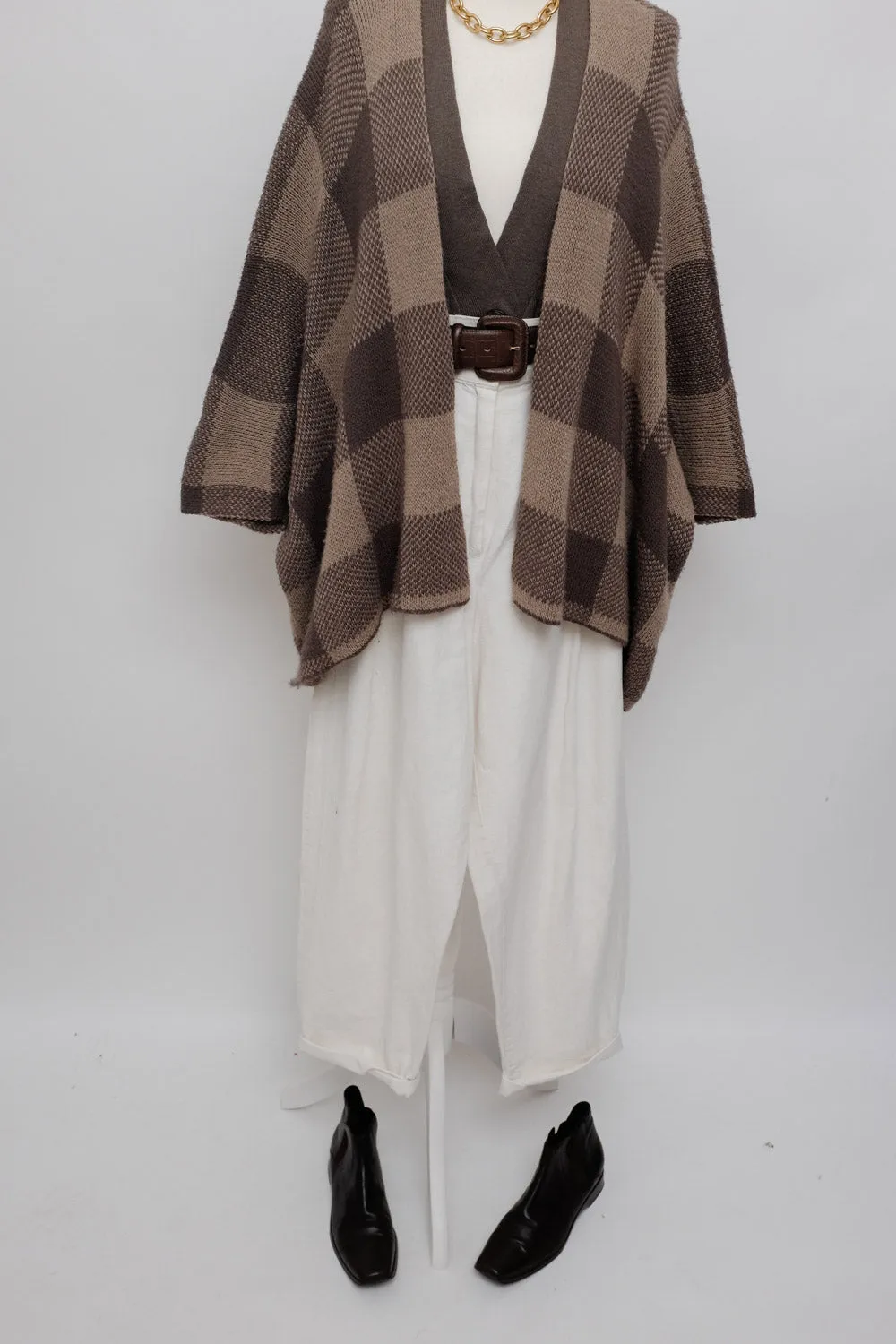 CHECKED PONCHO CAPE