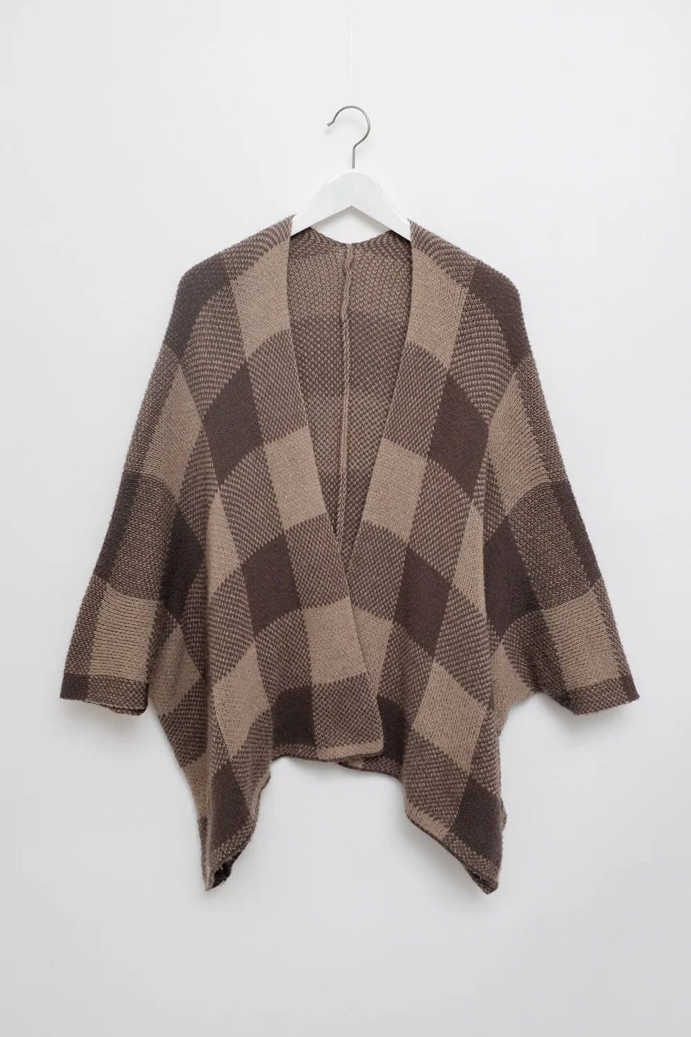 CHECKED PONCHO CAPE