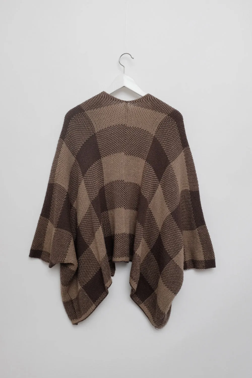 CHECKED PONCHO CAPE