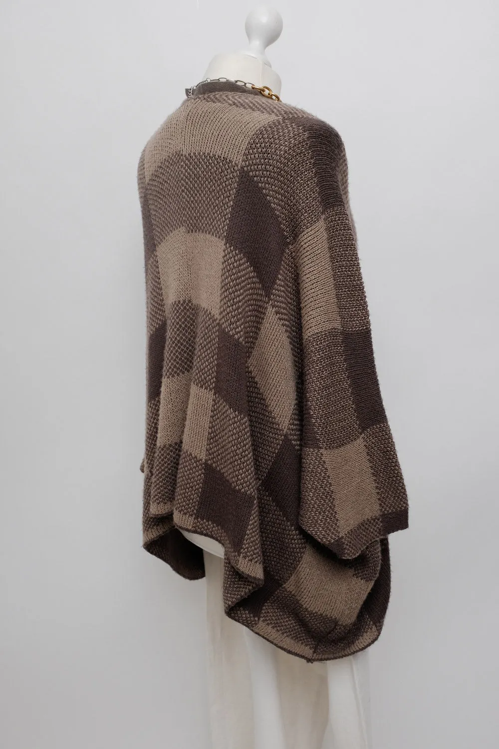 CHECKED PONCHO CAPE