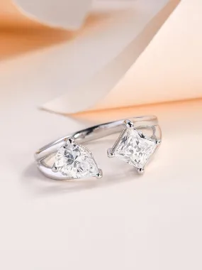 Diamond Look Double Solitaire Ring In 925 Silver