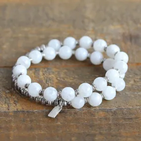 Divine Feminine Moonstone 27 Bead Wrist Mala Bracelet