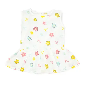 Drop Waist Muslin Frock for Baby Girl -  Sleeveless Organic Cotton Flower