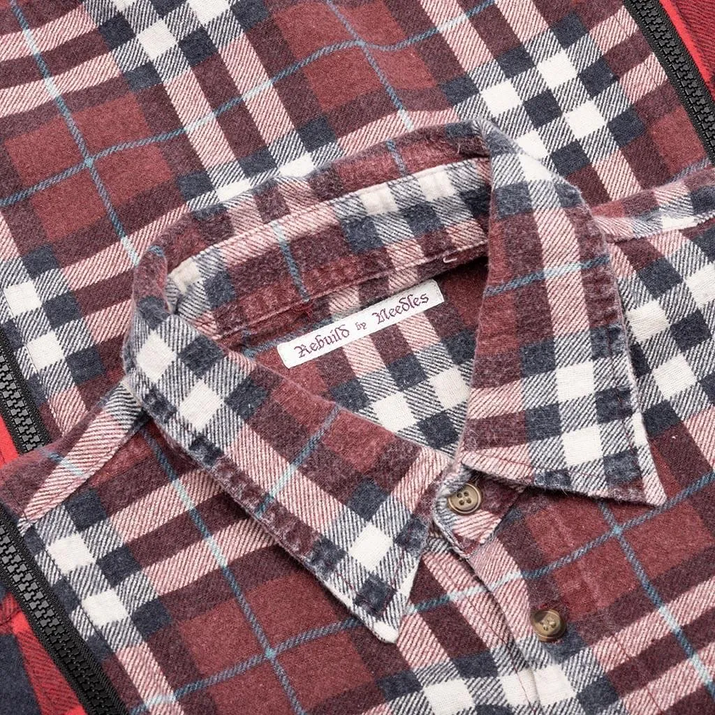 Flannel Shirt 7 Cuts Zipped Wide Shirt - Assorted