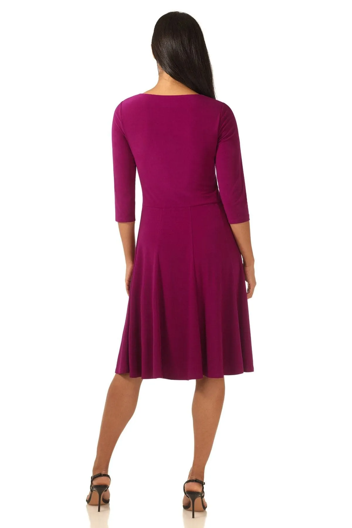 Flared Business Dress with 3/4 Sleeves