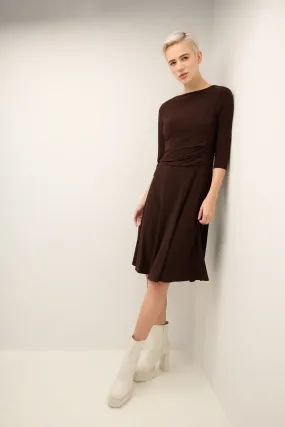 Flared Business Dress with 3/4 Sleeves