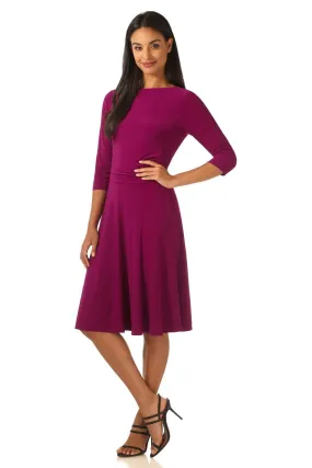 Flared Business Dress with 3/4 Sleeves