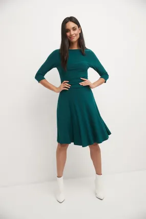 Flared Business Dress with 3/4 Sleeves