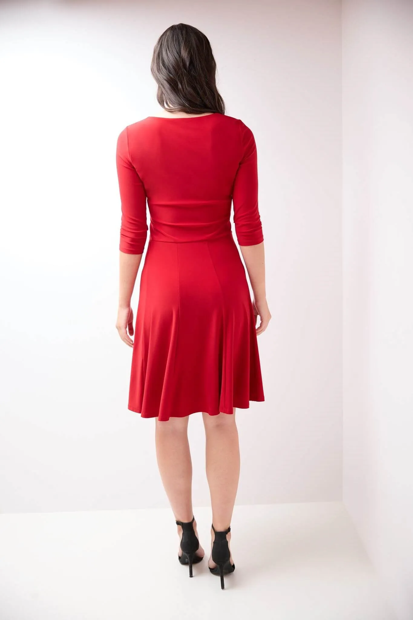 Flared Business Dress with 3/4 Sleeves