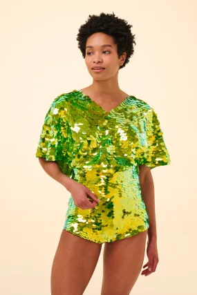 FLORENCE SEQUIN CAPE TOP - MANTIS