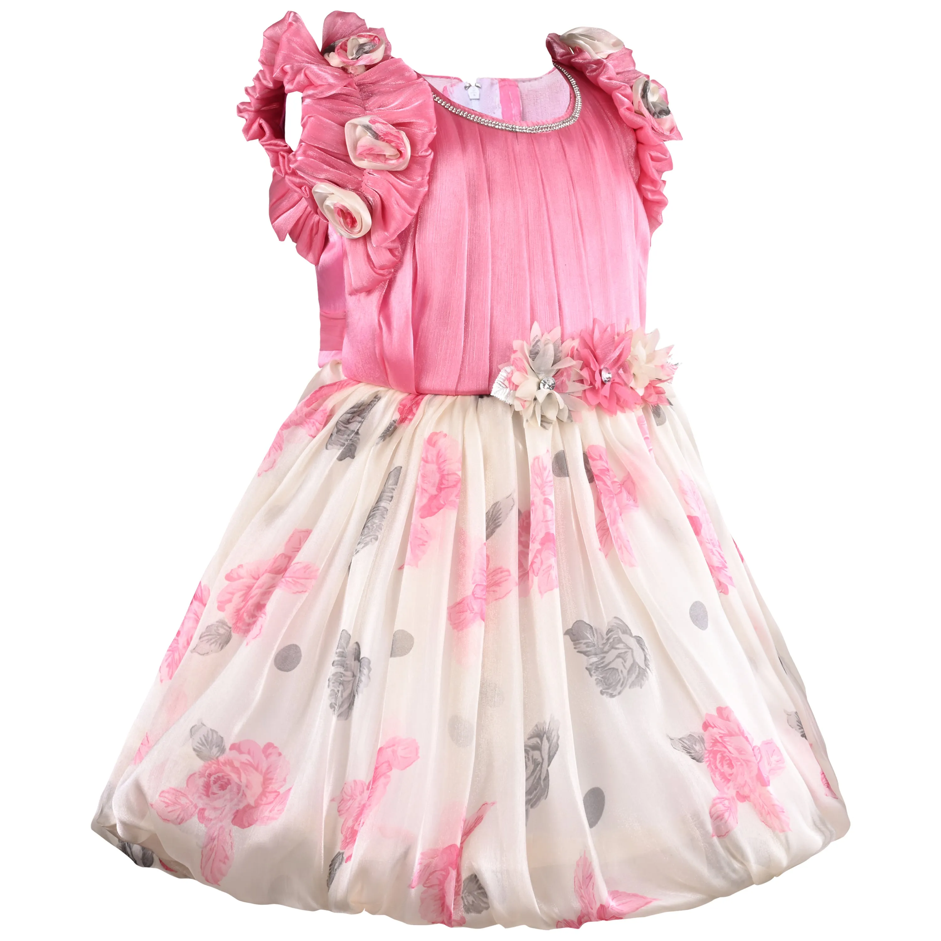 Girls Fit and Flare Floral Print Frock Dress