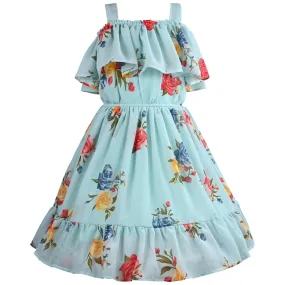 Girls Floral Print Fit and Flare Frock Dress