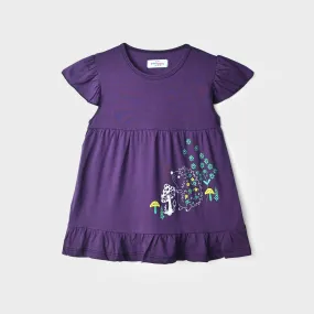 Girls Purple Printed Soft Cotton Cut & Sew Frock