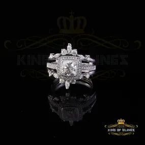 King Of Blings Enhancer Guard Wrap Insert Ring SZ7 White Silver 1.75ct VVS D Cushion Moissanite