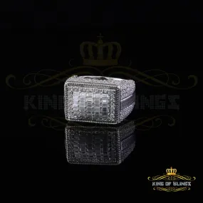 King of Bling's Men's/Womens 925 Silver White 4.50ct VVS 'D' Moissanite Rectangle Rings Size 10