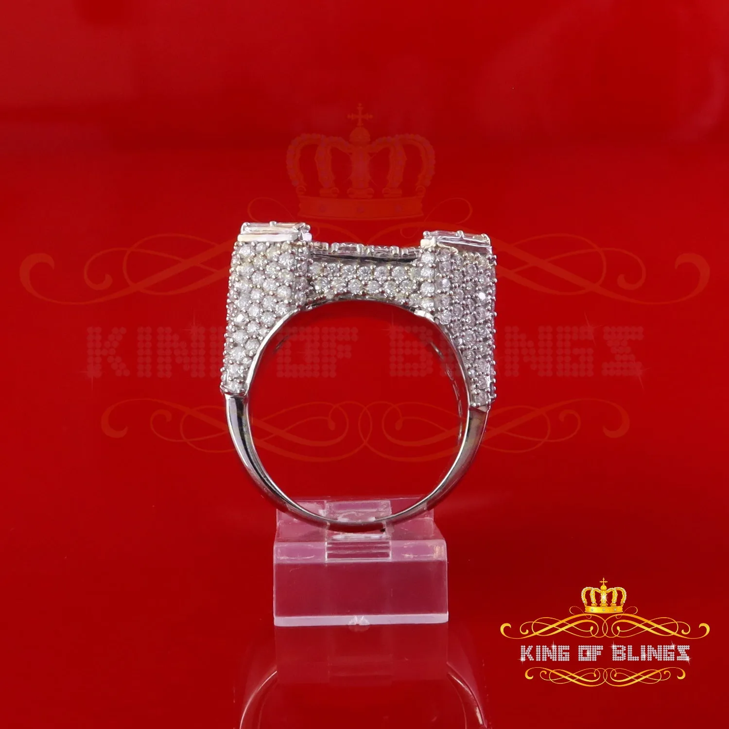 King of Bling's Men's/Womens 925 Silver White 6.50ct VVS 'D' Moissanite Octagone Rings Size 10