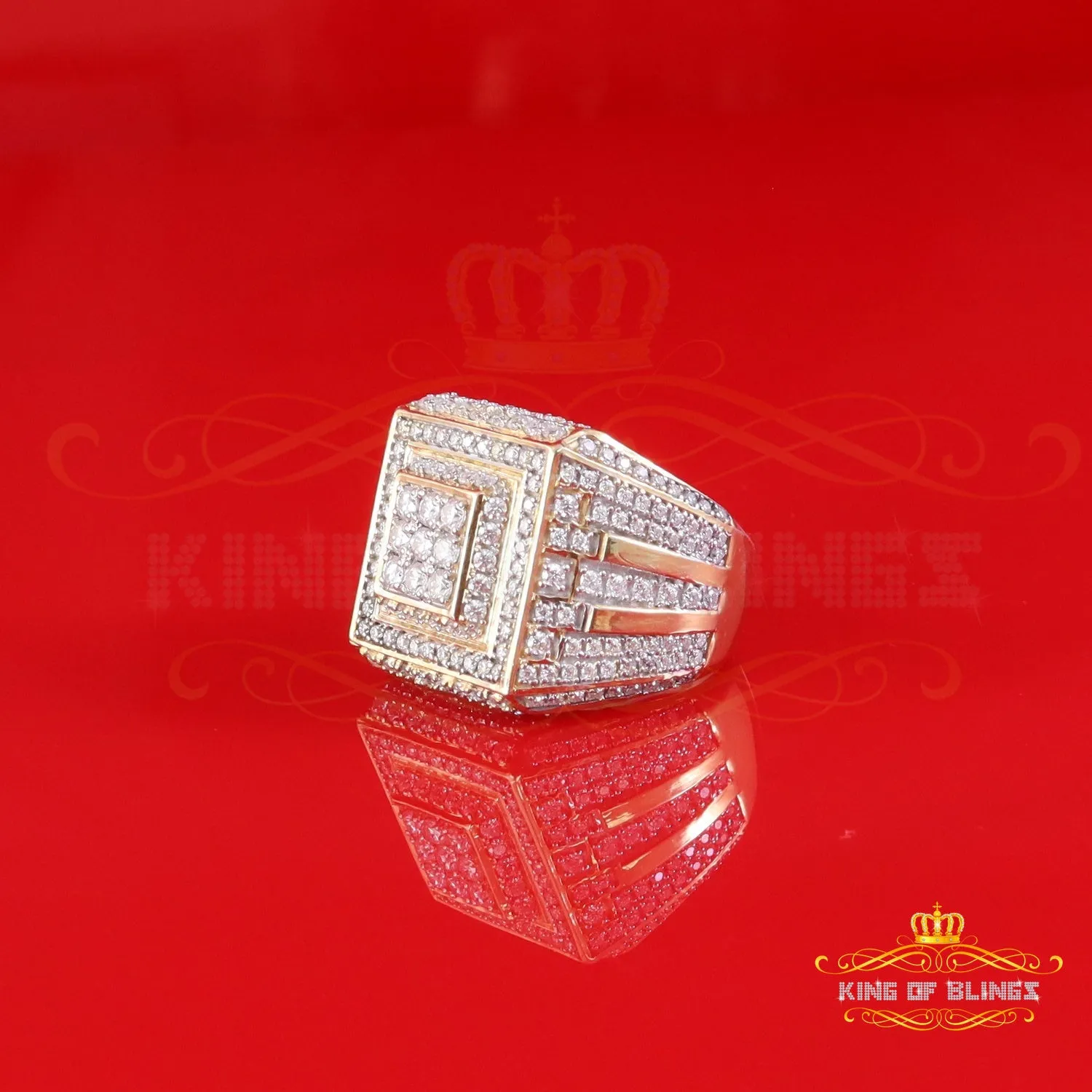 King of Bling's Men's/Womens 925 Silver Yellow 4.00ct VVS 'D' Moissanite Square Rings Size 10