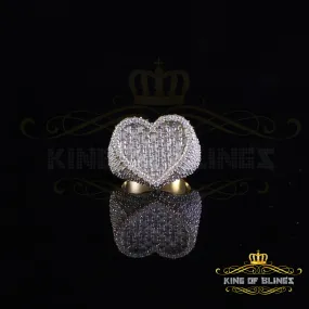 King of Bling's Men's/Womens 925 Silver Yellow 7.00ct VVS 'D' Moissanite Stone Heart Rings SZ 10