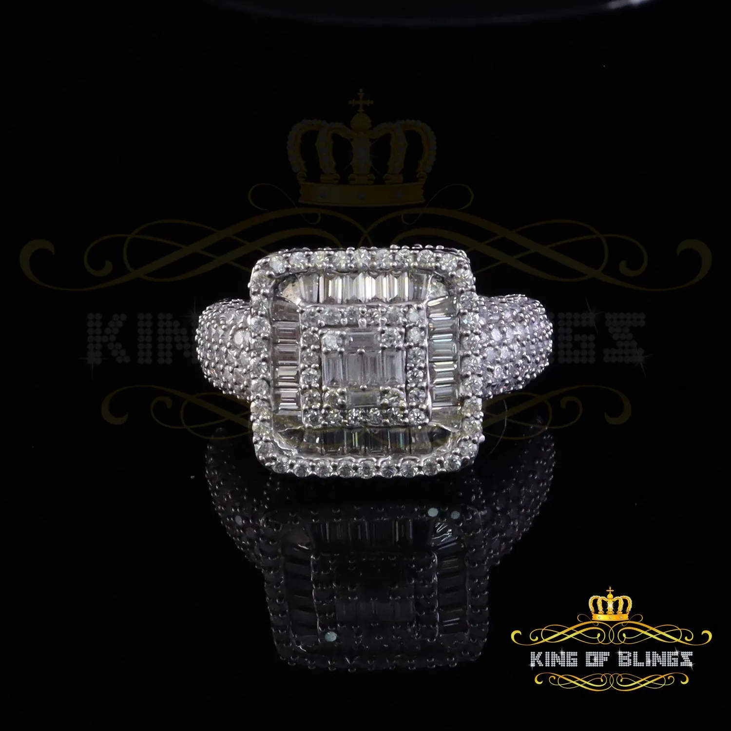 King of Bling's Men's/Womens 925 White Silver 4.50ct VVS 'D' Moissanite Square Pinky Rings SZ 10