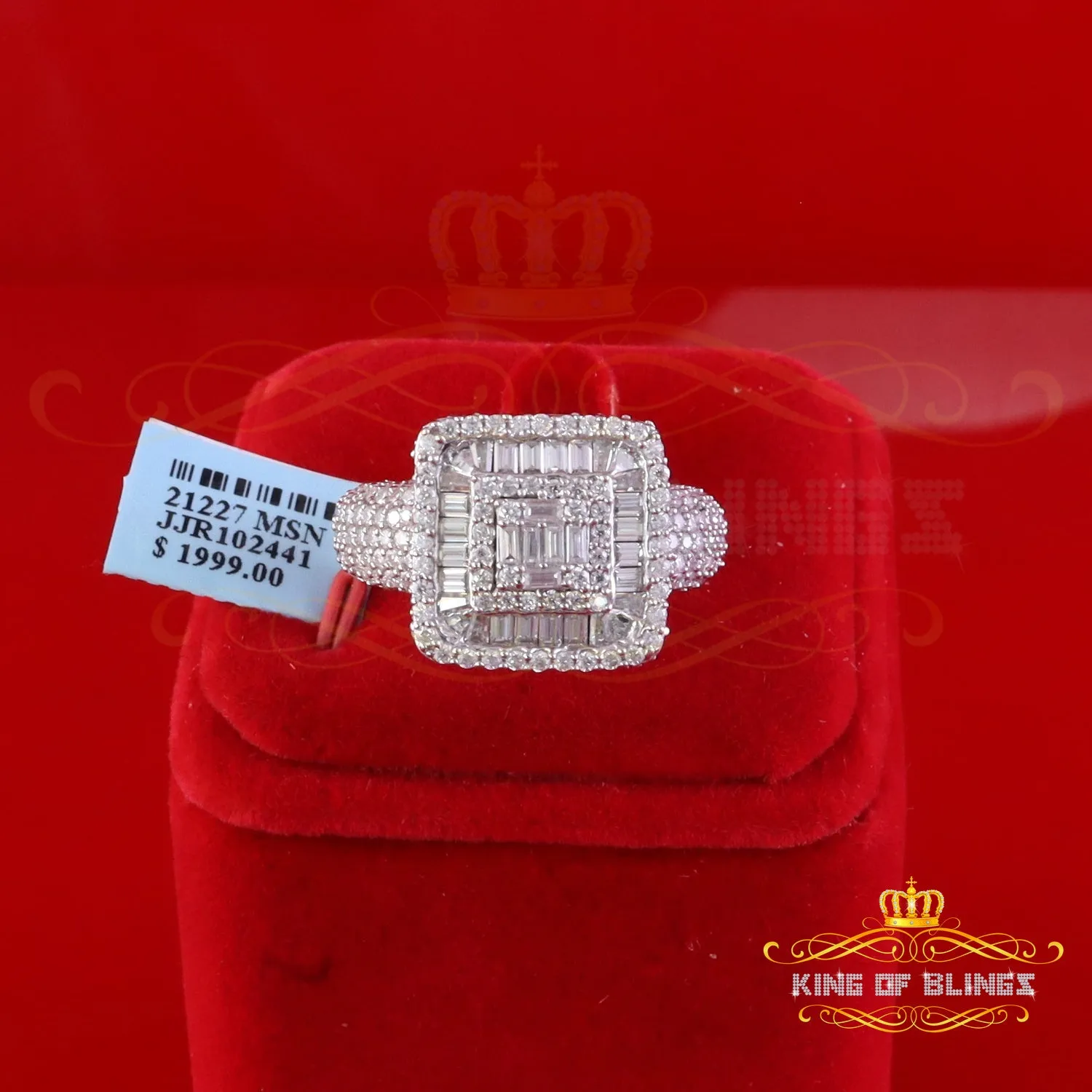 King of Bling's Men's/Womens 925 White Silver 4.50ct VVS 'D' Moissanite Square Pinky Rings SZ 10