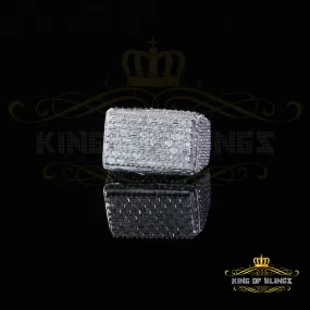 King of Bling's Men's/Womens 925 White Silver 6.50ct VVS 'D' Moissanite Rectangle Rings Size 10