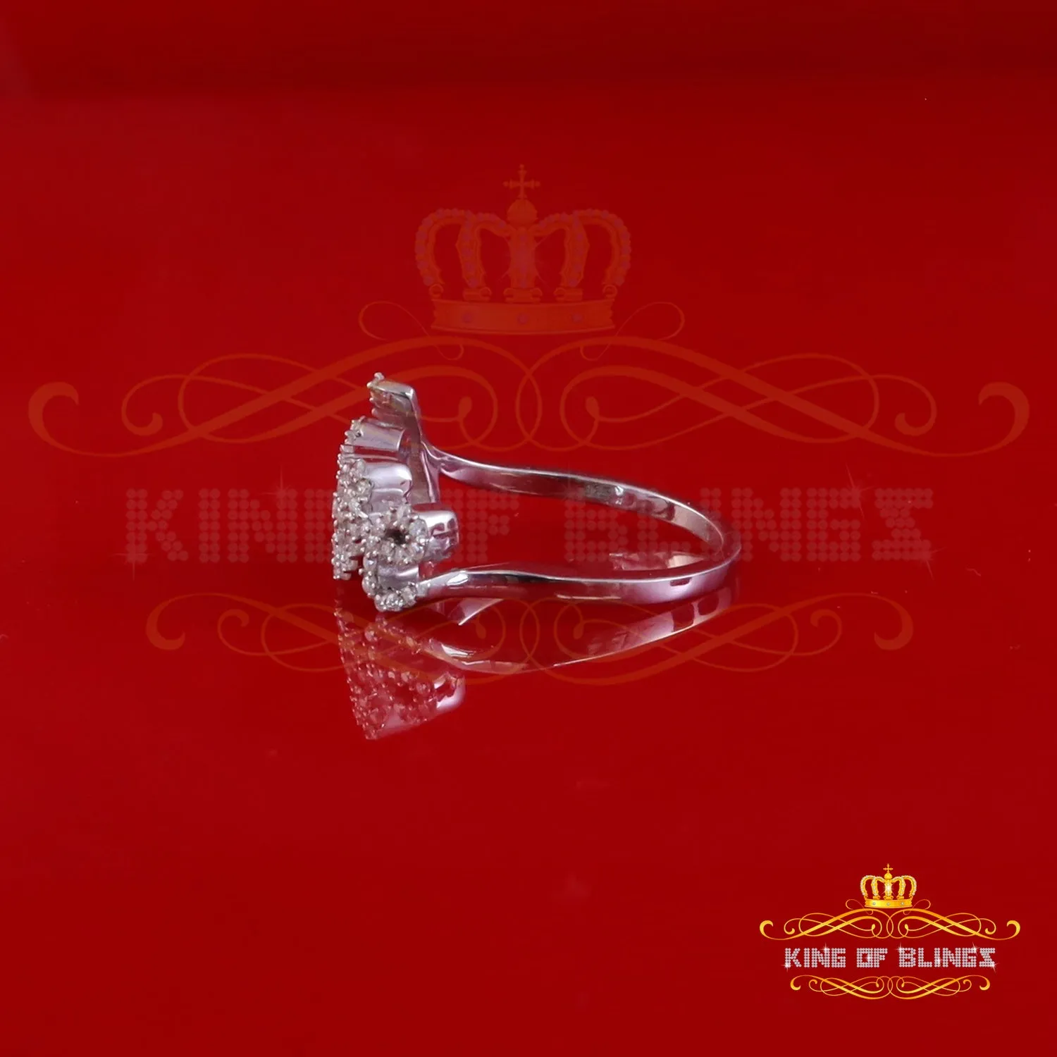 King of Bling's White 925 Sterling Silver 0.33ct VVS 'D' Moissanite 'Love' Rings SZ 7 for Women