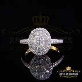 King of Bling's Womens 925 Sterling Silver Yellow 1.0ct VVS D Baguette Moissanite Oval Ring SZ 7