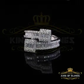 King of Bling's Womens 925 Sterling White Silver 2.00ct VVS 'D' Moissanite Square Rings Size 8