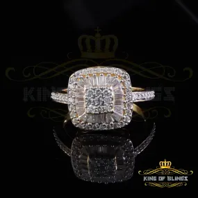 King of Bling's Womens 925 Sterling Yellow Silver 1.00ct VVS 'D' Moissanite Square Rings Size 7