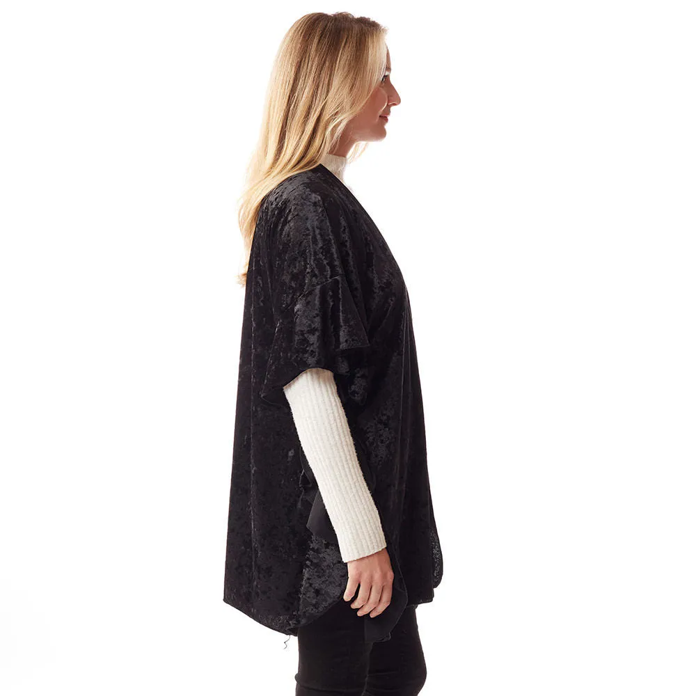 Leaf Pattern Velvet Burnout Shawl Poncho Velvet Burnout Wrap