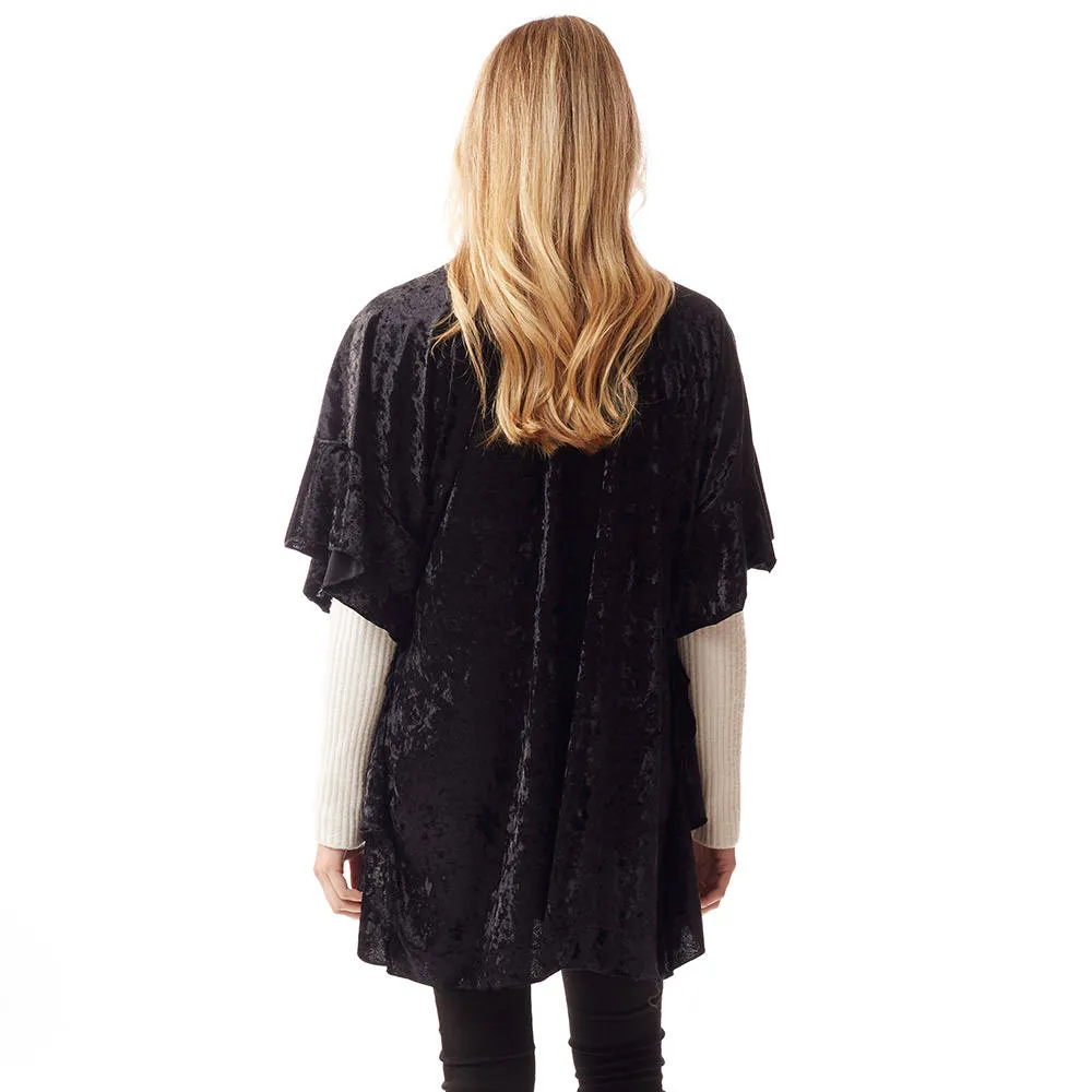 Leaf Pattern Velvet Burnout Shawl Poncho Velvet Burnout Wrap