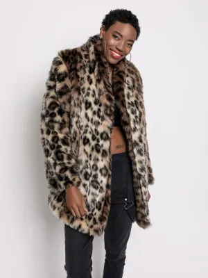 Leopard Collared Faux Fur Coat | Women's