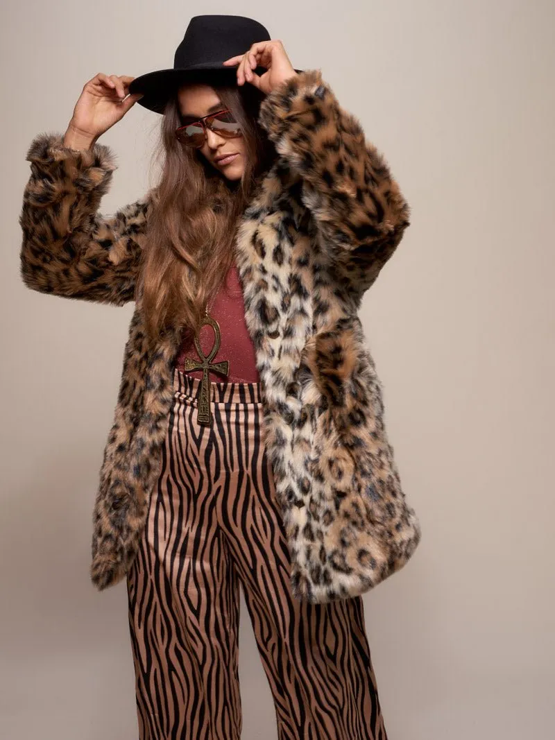 Leopard Collared Faux Fur Coat | Women's