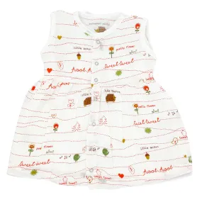 Muslin Frock for Baby Girl - Sleeveless  100% Organic Cotton Hedgehog