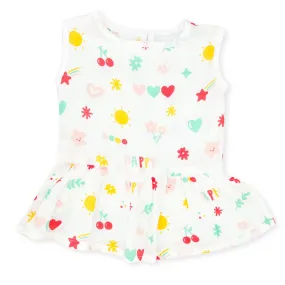 Muslin Frock for Baby Girl -  Sleeveless Organic Cotton -Happy