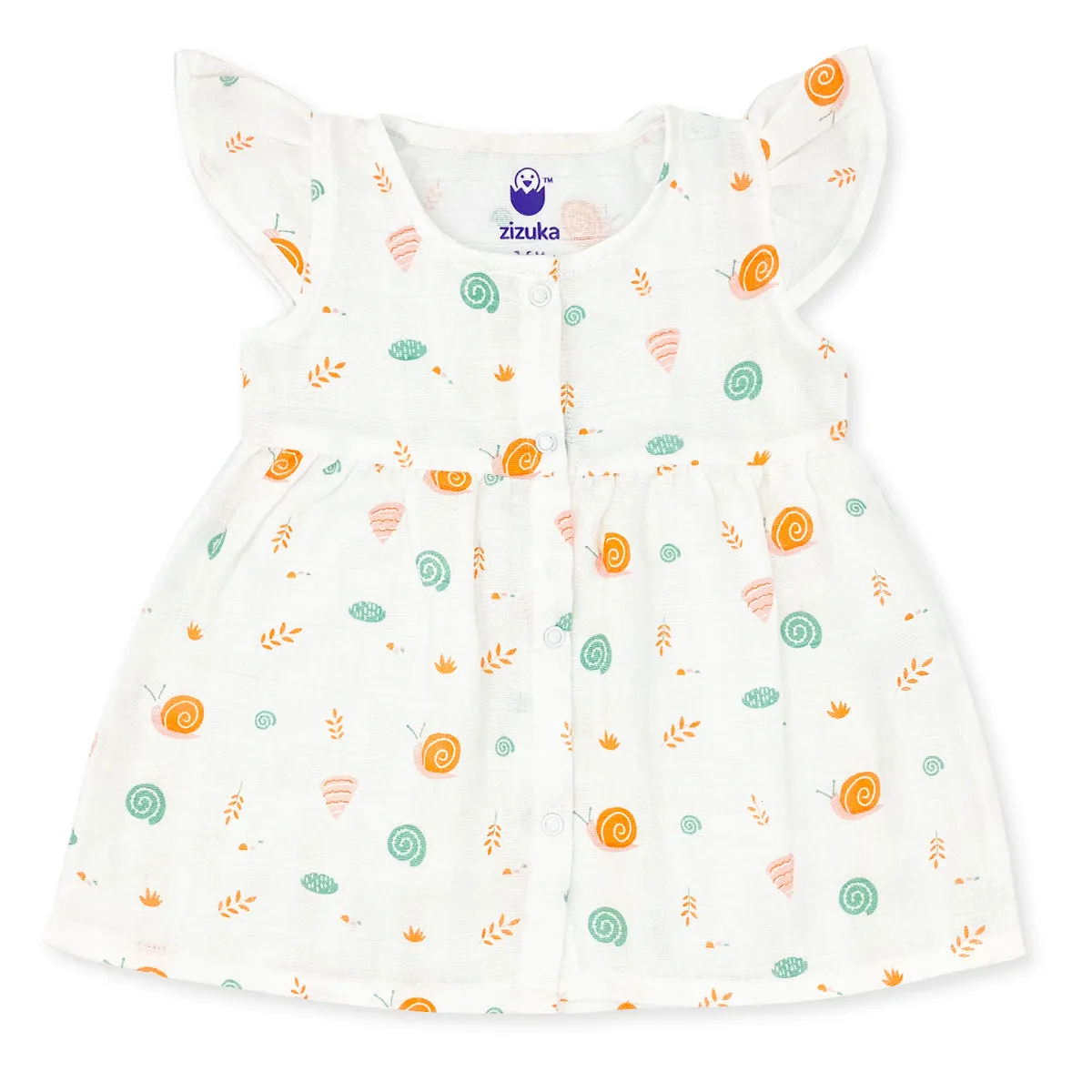 Muslin Frock for Baby Girl -Cap Sleeve 100% Cotton -Snail